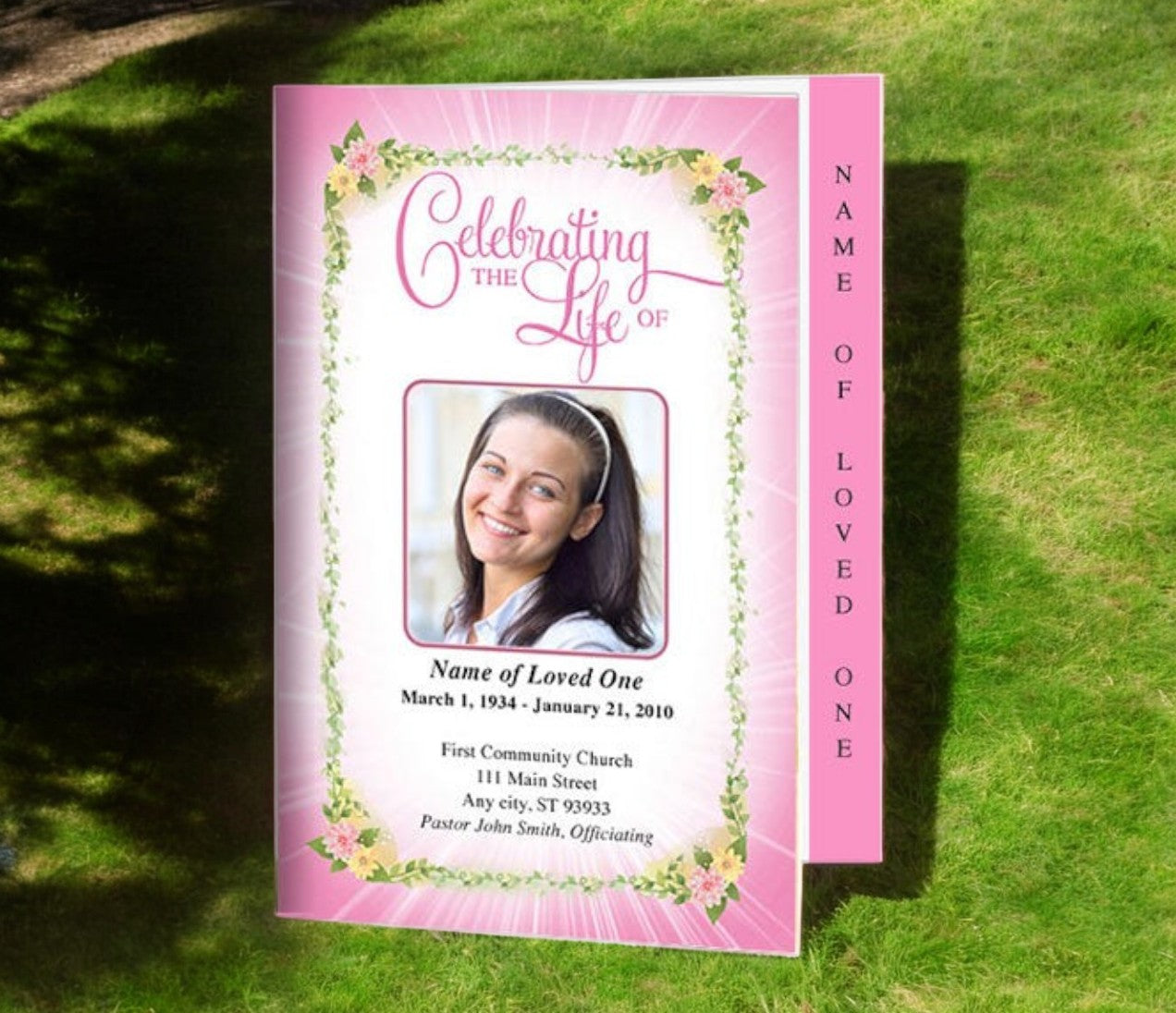 pink dress funeral Christie 4-Sided Graduated Fold Funeral Program Templates – Funeral Program-Site Funeral Programs & Templates