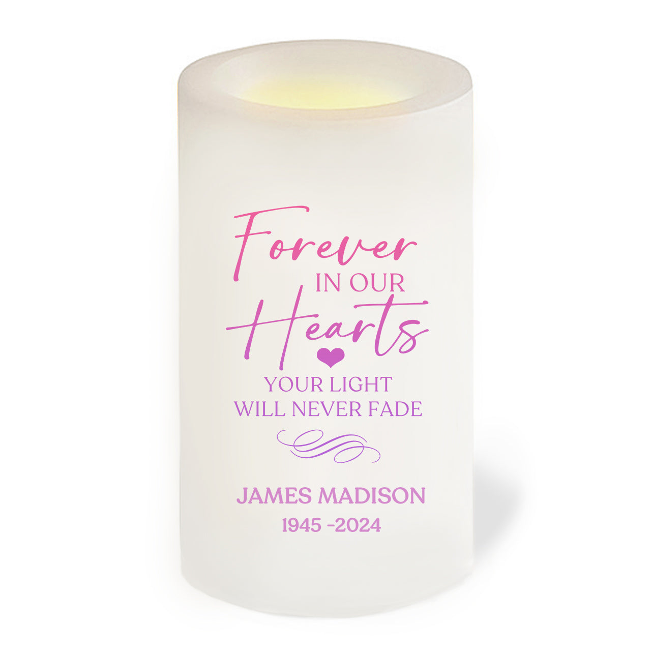 Forever In Our Hearts Personalized Flameless LED Memorial Candle