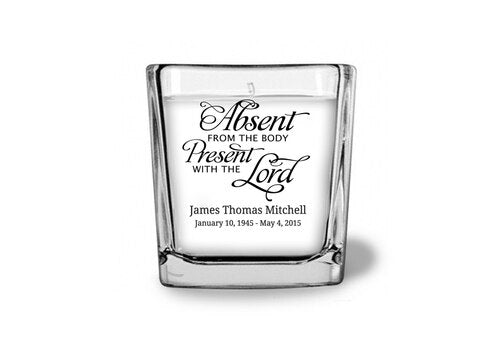Absent From Body Personalized Glass Memorial Candle - The Funeral Program Site