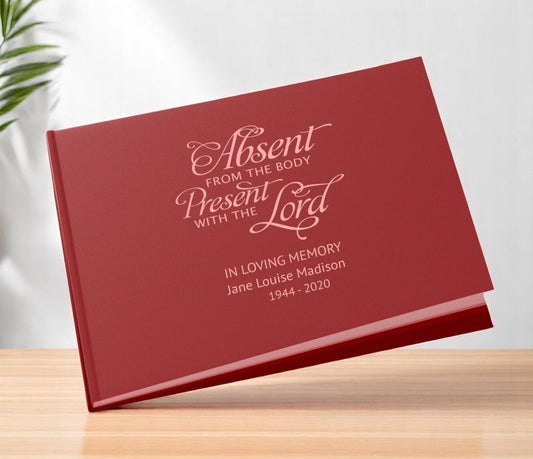 Absent From Body Linen Funeral Guest Book