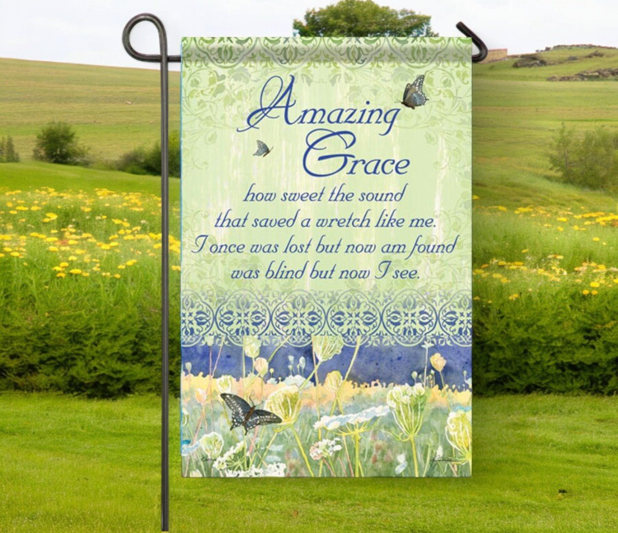 Amazing Grace Garden or Cemetery Flag - Funeral Program - Site Funeral Programs & Templates