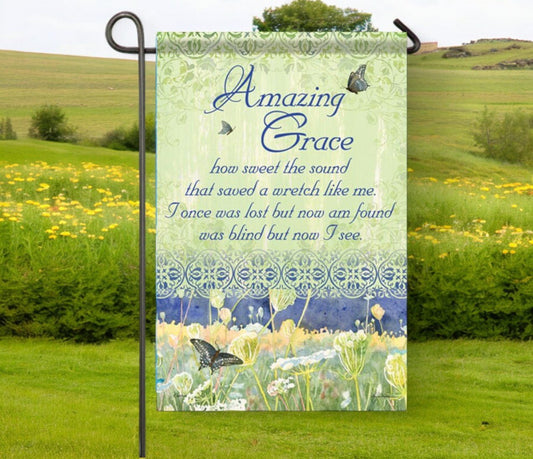 Amazing Grace Garden or Cemetery Flag - Funeral Program - Site Funeral Programs & Templates