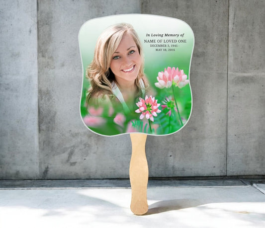 Ambrosia Memorial Fan With Wooden Handle (Pack of 10)