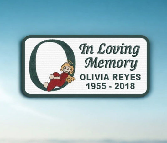 Angel Alphabet Embroidered In Loving Memory Of Patch - Funeral Program - Site Funeral Programs & Templates