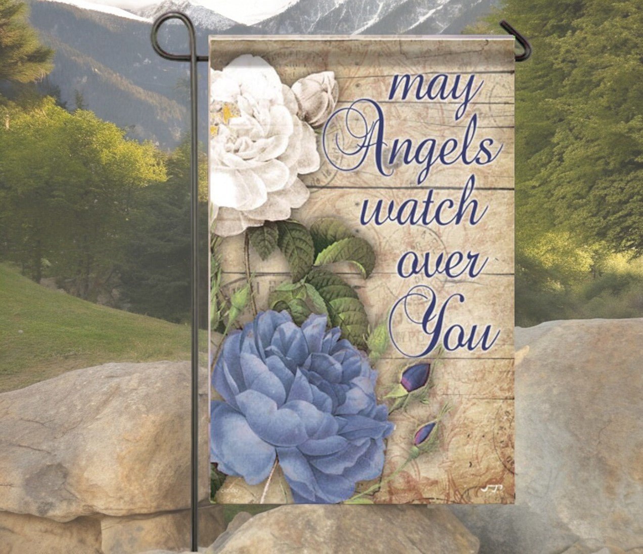 Angels Watch Over You Garden or Cemetery Flag - Funeral Program - Site Funeral Programs & Templates