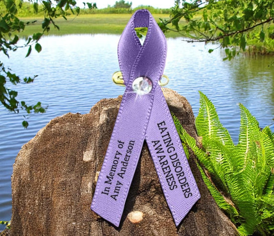 Anorexia Bulimia Eating Disorders Awareness Ribbon (Lilac) - Pack of 10