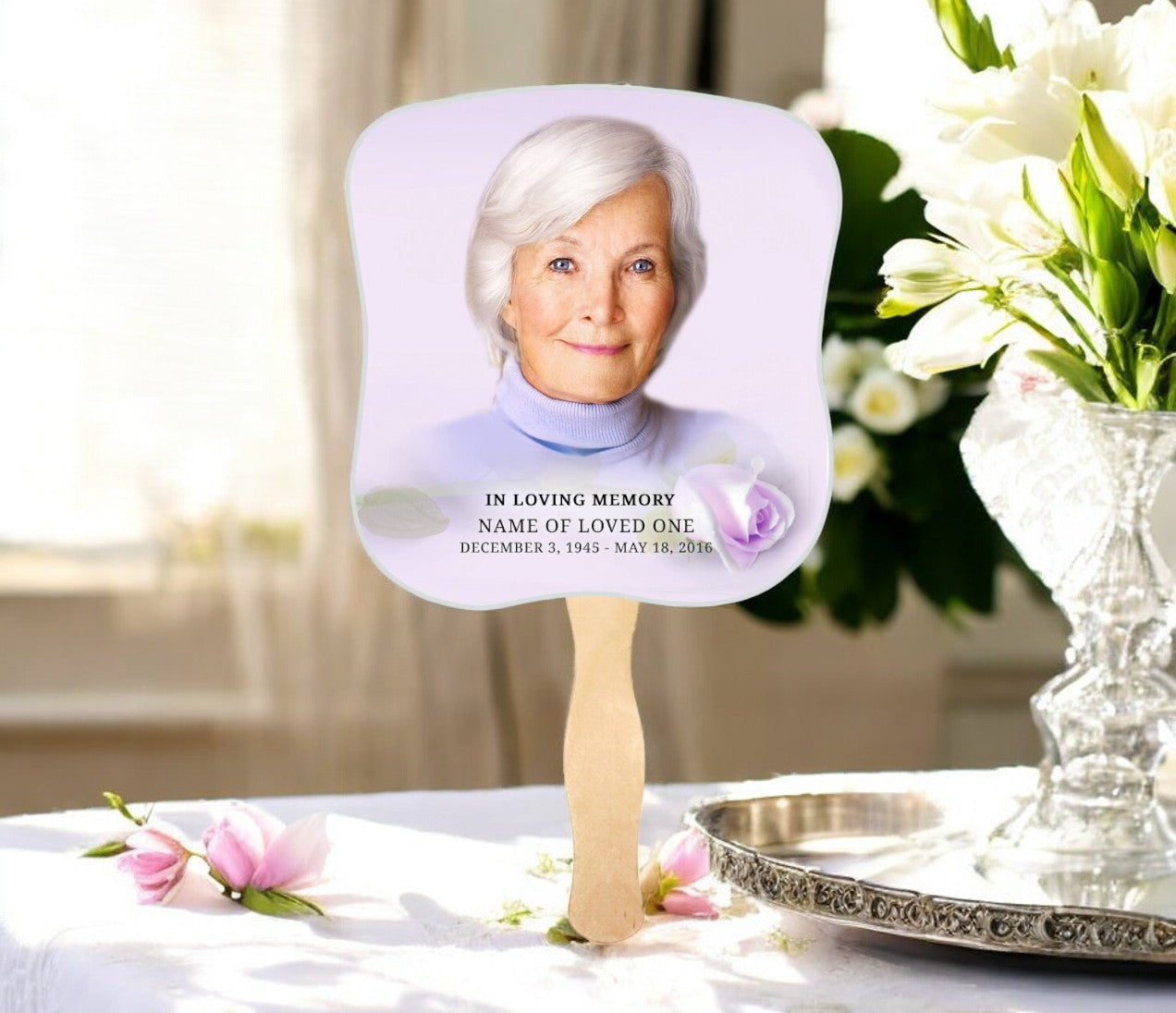 Beloved Memorial Fan With Wooden Handle (Pack of 10)