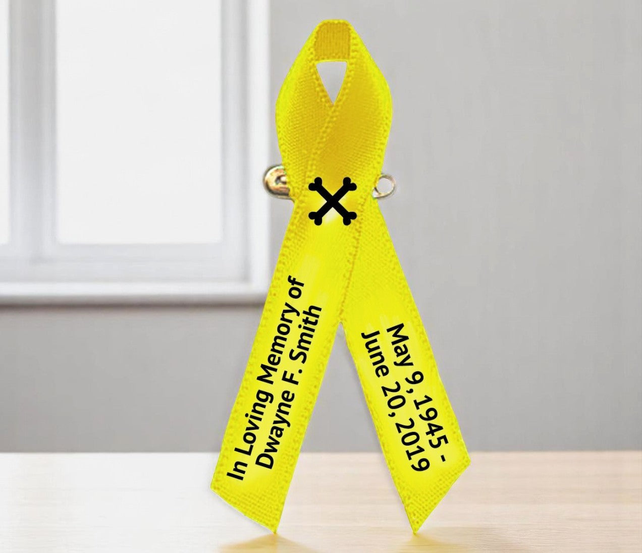Personalized Bone Cancer Ribbon (Yellow) - Pack of 10