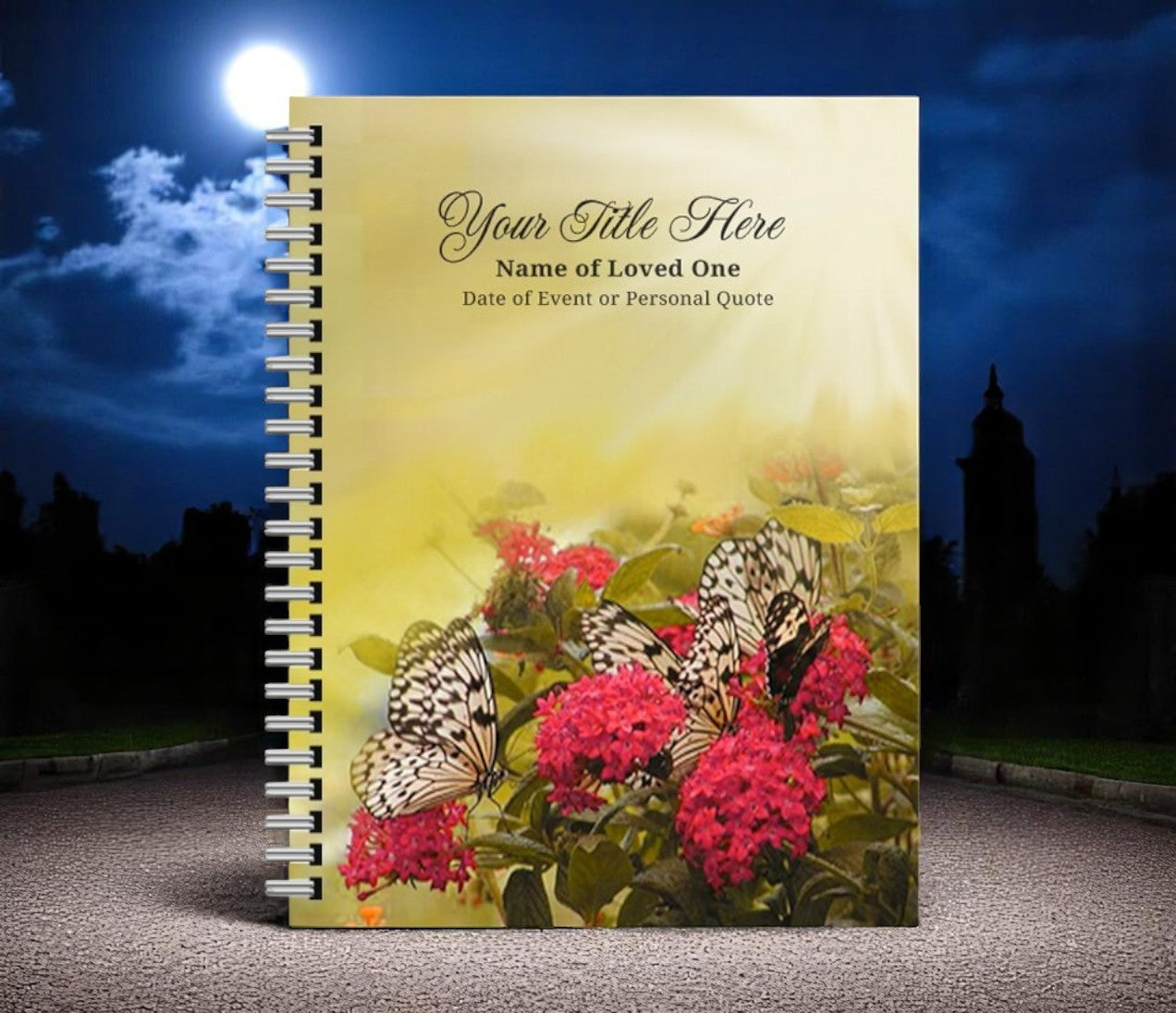 Bouquet Wire Bind Funeral Guest Book