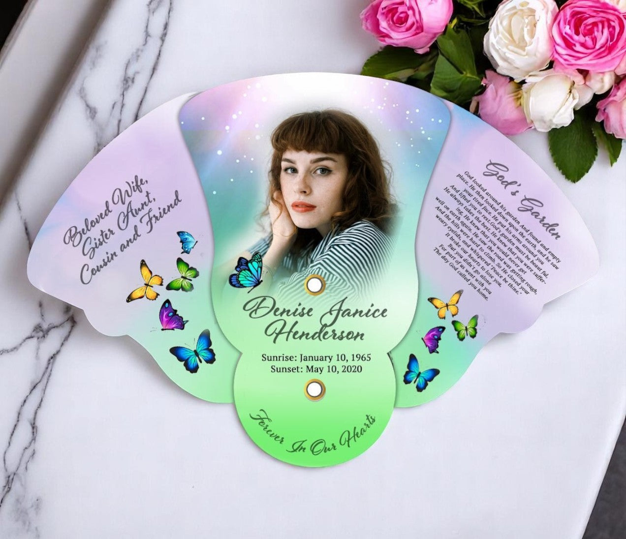 Butterflies Folding Memorial Fan (Pack of 10)