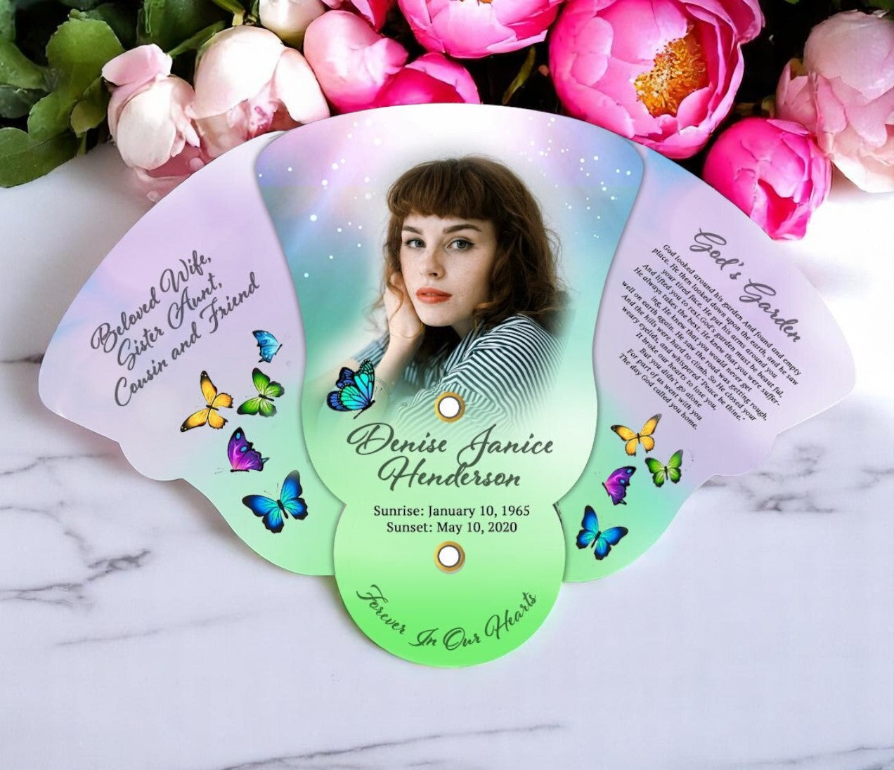 Butterflies Folding Memorial Fan (Pack of 10)