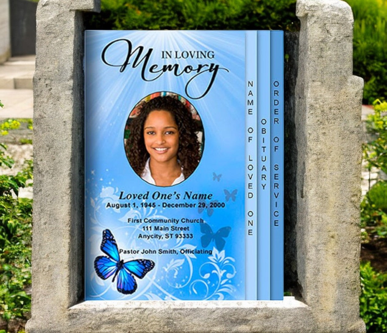 Butterfly 8-Sided Graduated Funeral Program Template