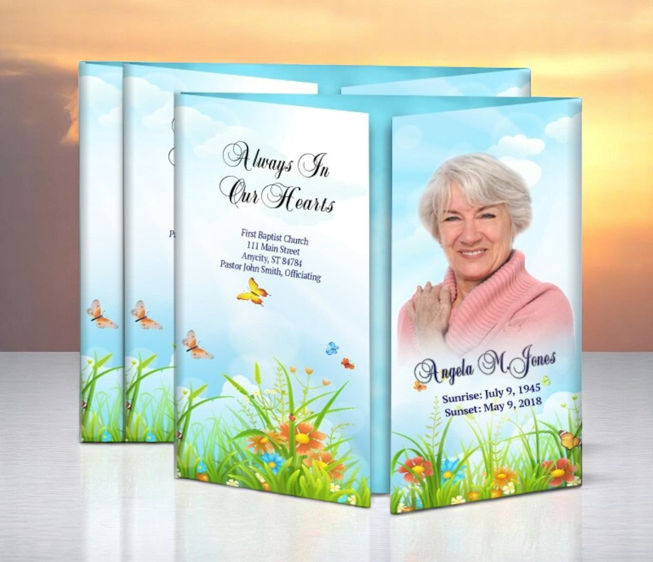 Peaceful Butterflies Gatefold Funeral Program Design & Print (Pack of 50