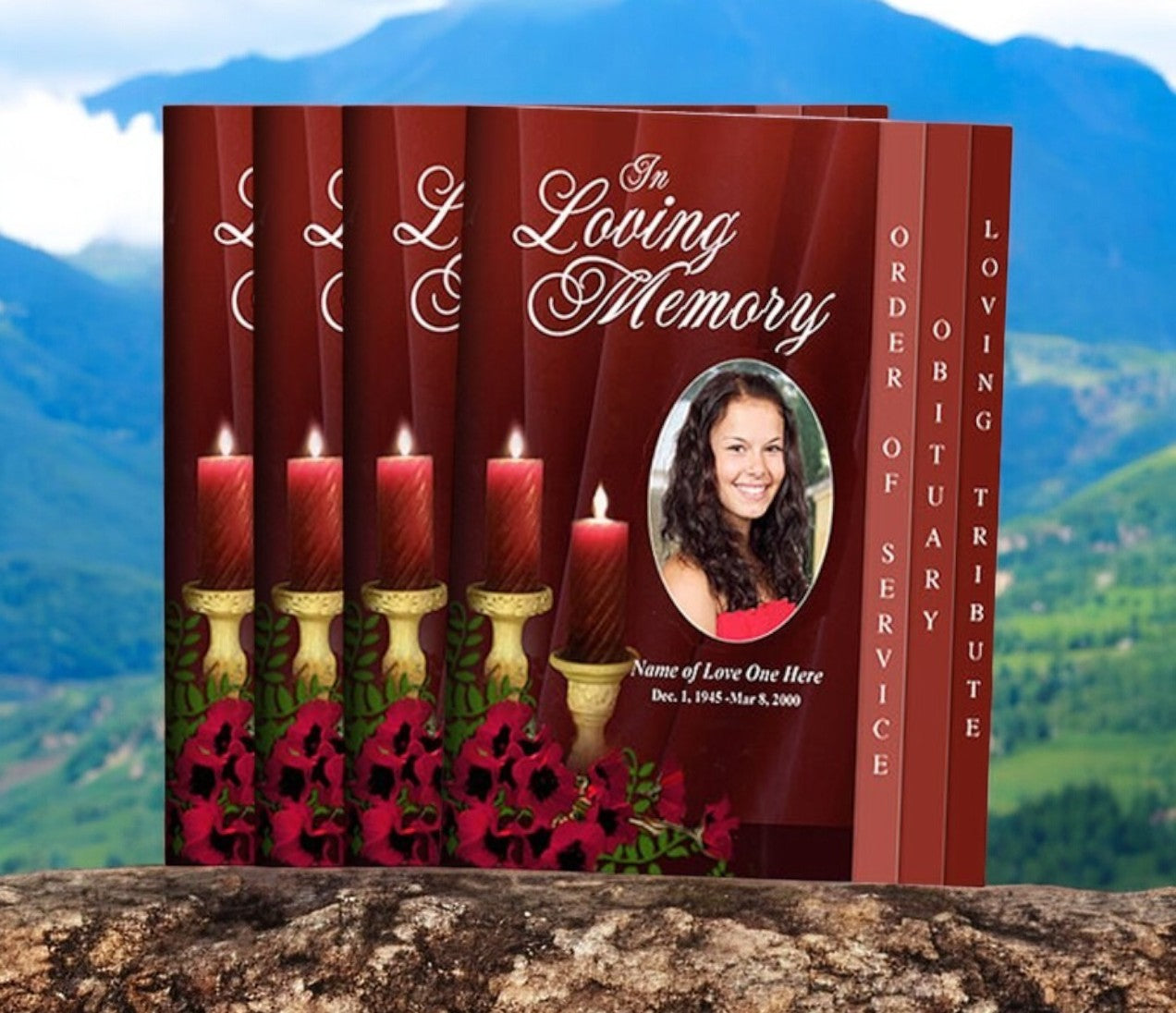 You Design, We Print 8-Sided Graduated Fold Funeral Program (Pack of 50)