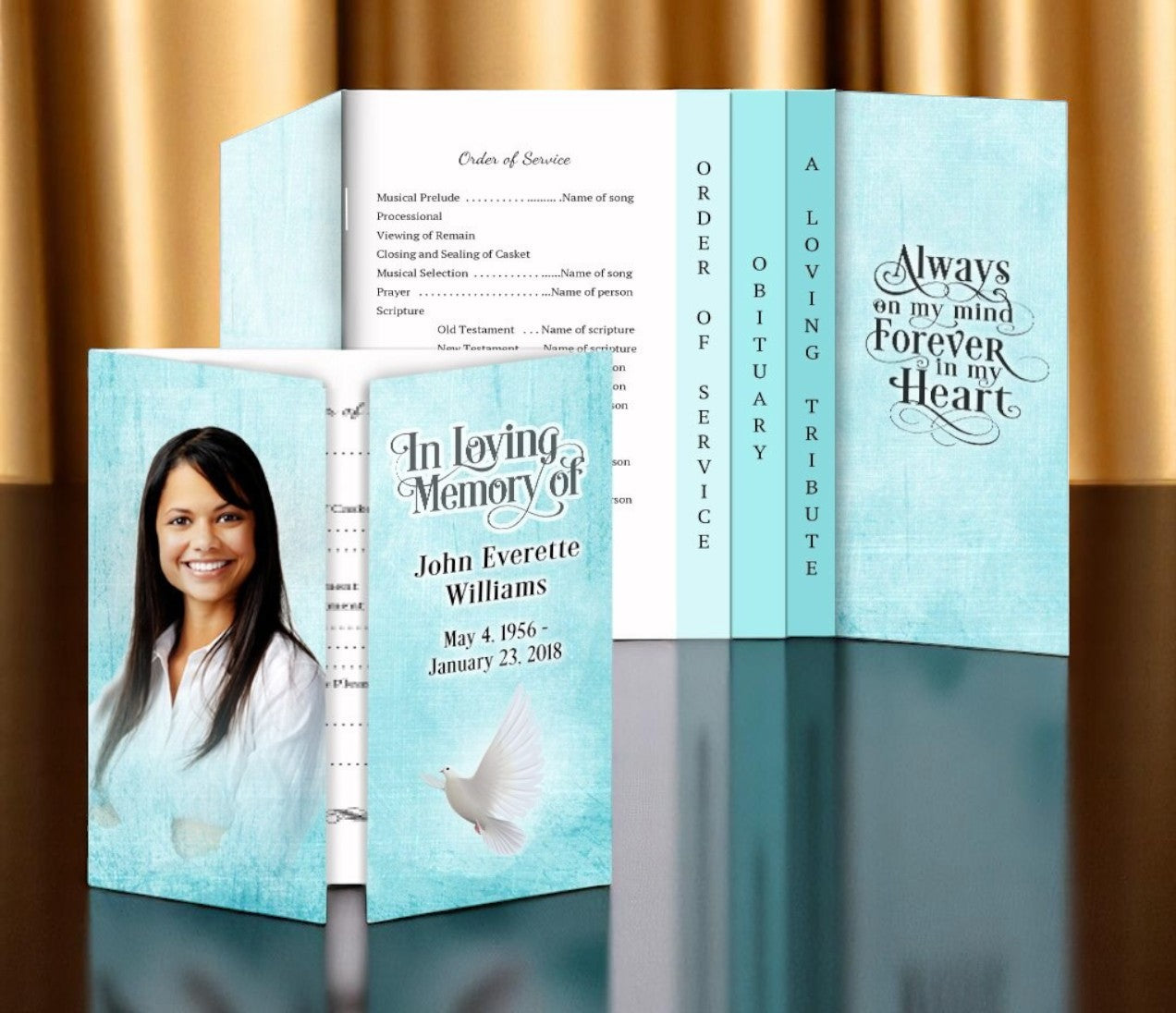 Canvas Gatefold-Graduated Combo Funeral Program Design & Print (Pack of 50)