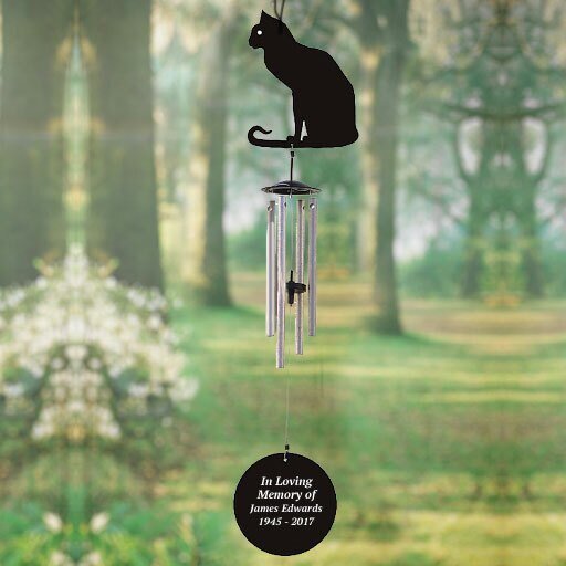 Cat Silhouette In Loving Memory Memorial Wind Chime - Funeral Program - Site Funeral Programs & Templates
