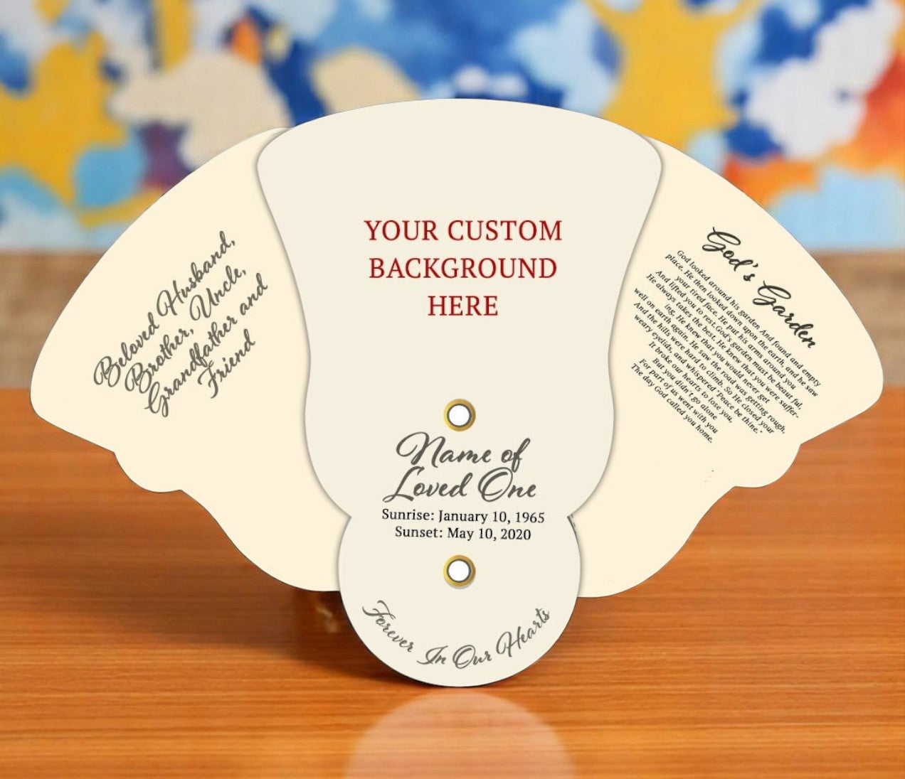 Custom Your Backgroubnd Folding Memorial Fan (Pack of 10)