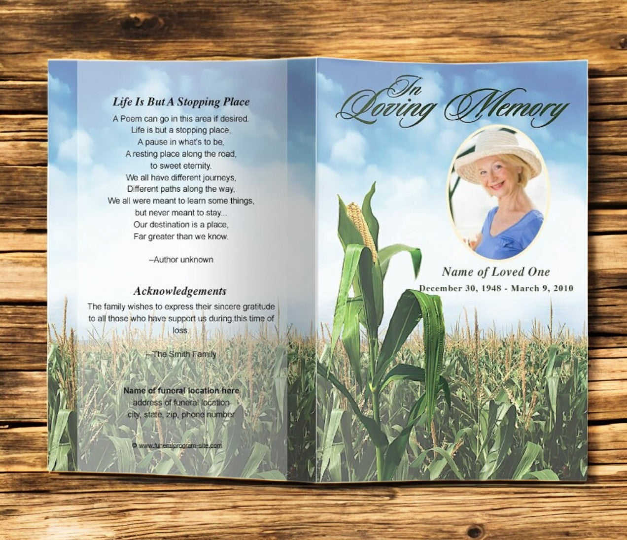 Cornfield Funeral Program Template