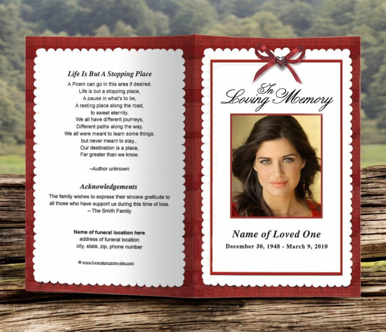 Crimson Funeral Program Template