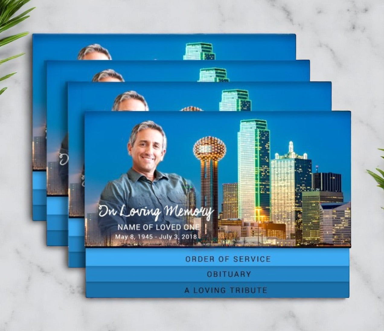 Dallas 8-Sided Graduated Bottom Funeral Program Design & Print (Pack of 50)