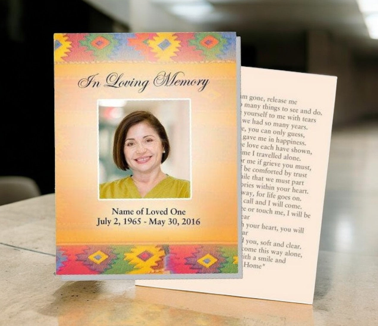 DeColores Small Memorial Card Template