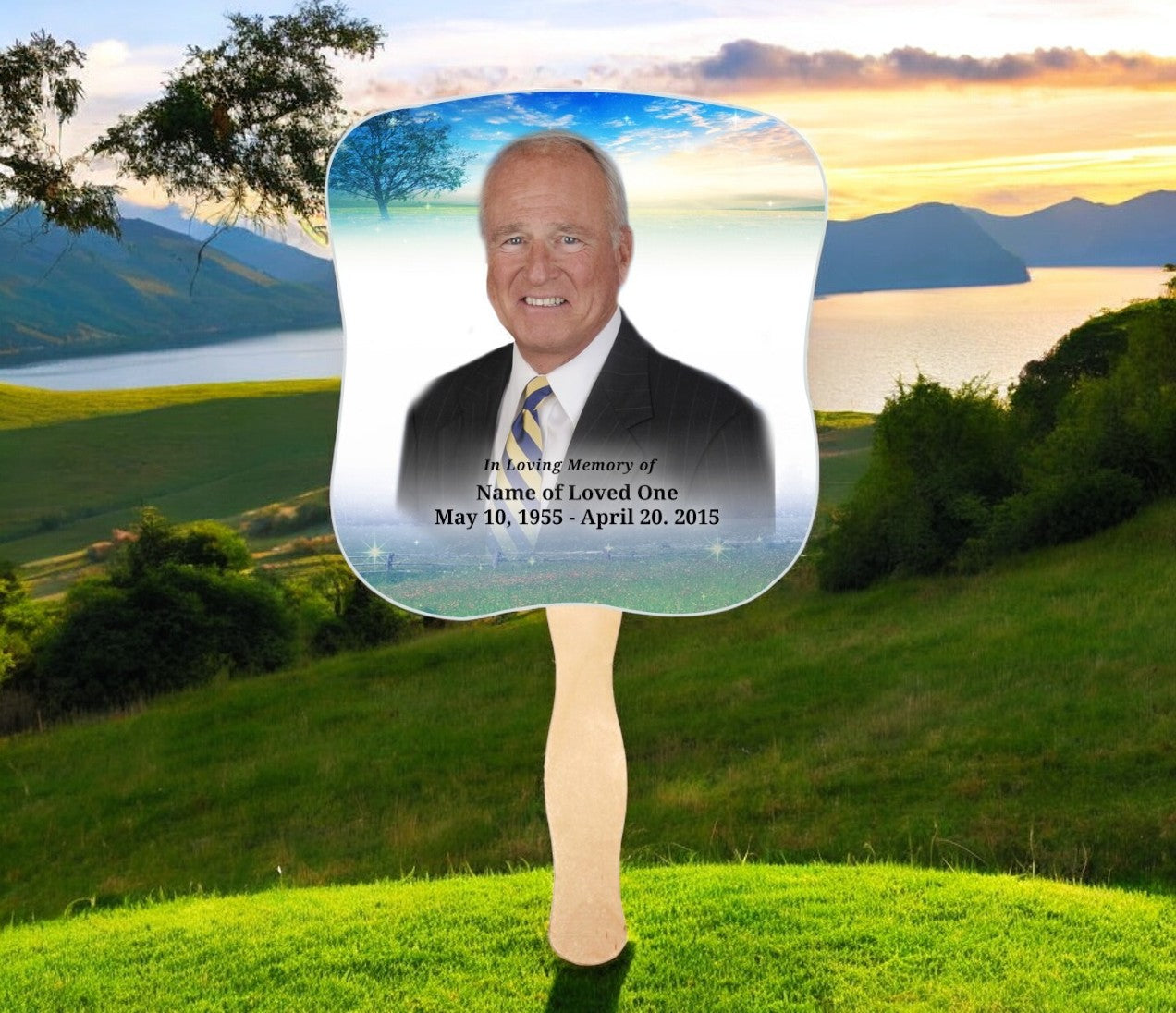 Destiny Memorial Fan With Wooden Handle (Pack of 10)