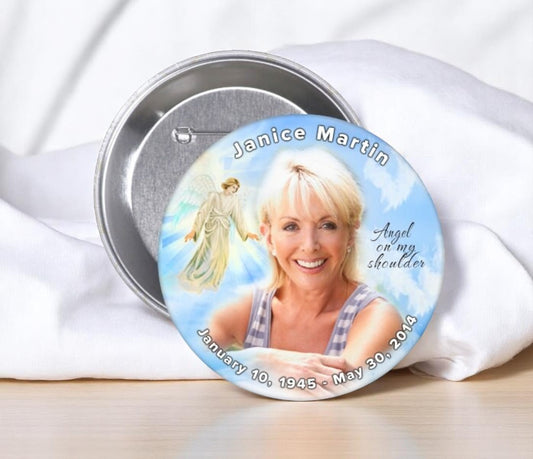 Angel Devout Memorial Button (Pack of 10)
