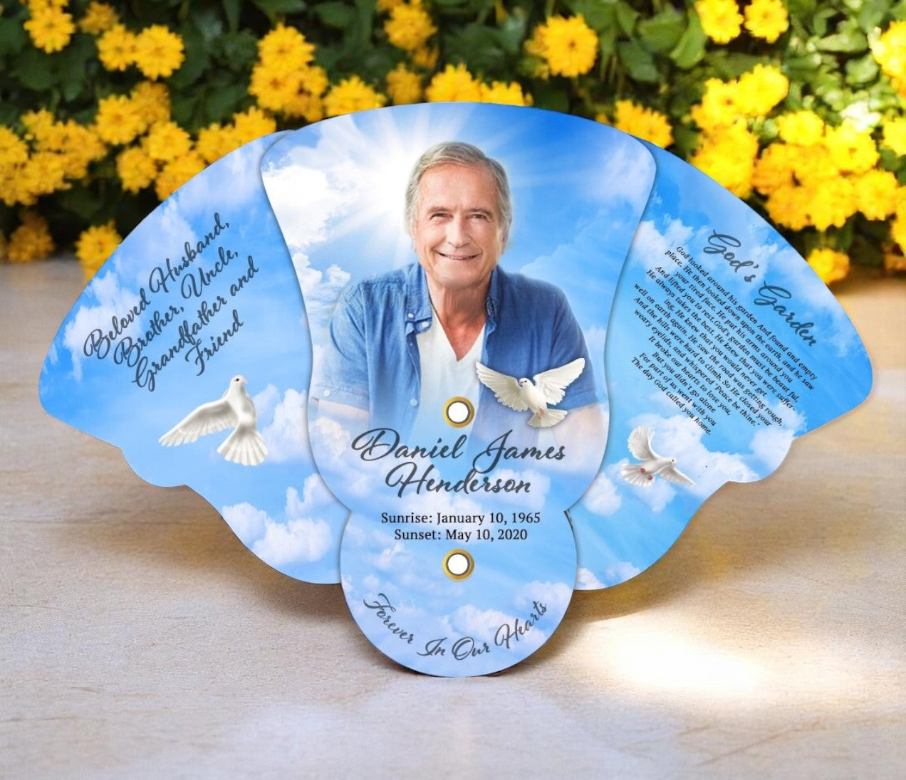Doves Folding Memorial Fan (Pack of 10)