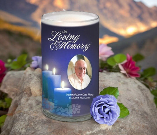 Enlighten Personalized Glass Memorial Candle - The Funeral Program Site