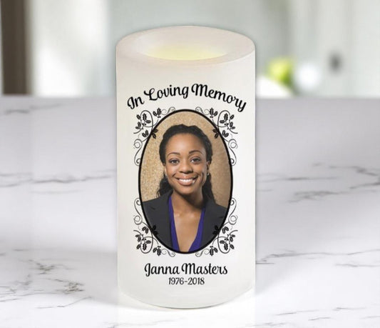 Flourish Leaves Flameless LED Memorial Candle