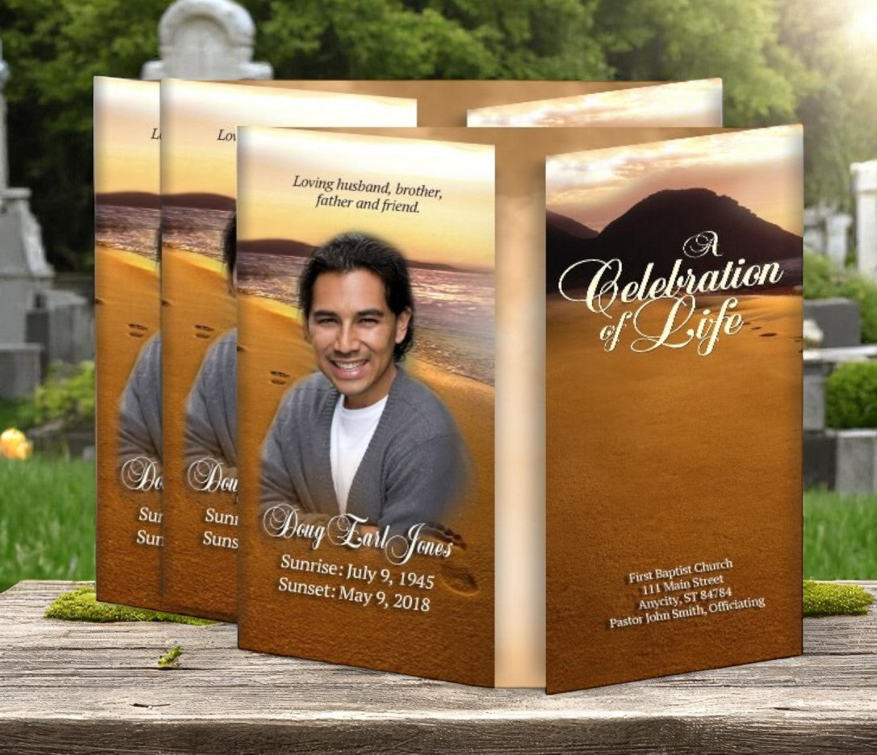 Footprints Gatefold Funeral Program Design & Print (Pack of 50)