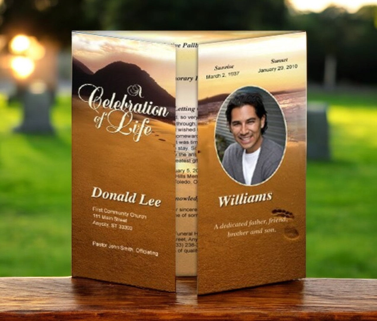 Footprints Gatefold Funeral Program Template