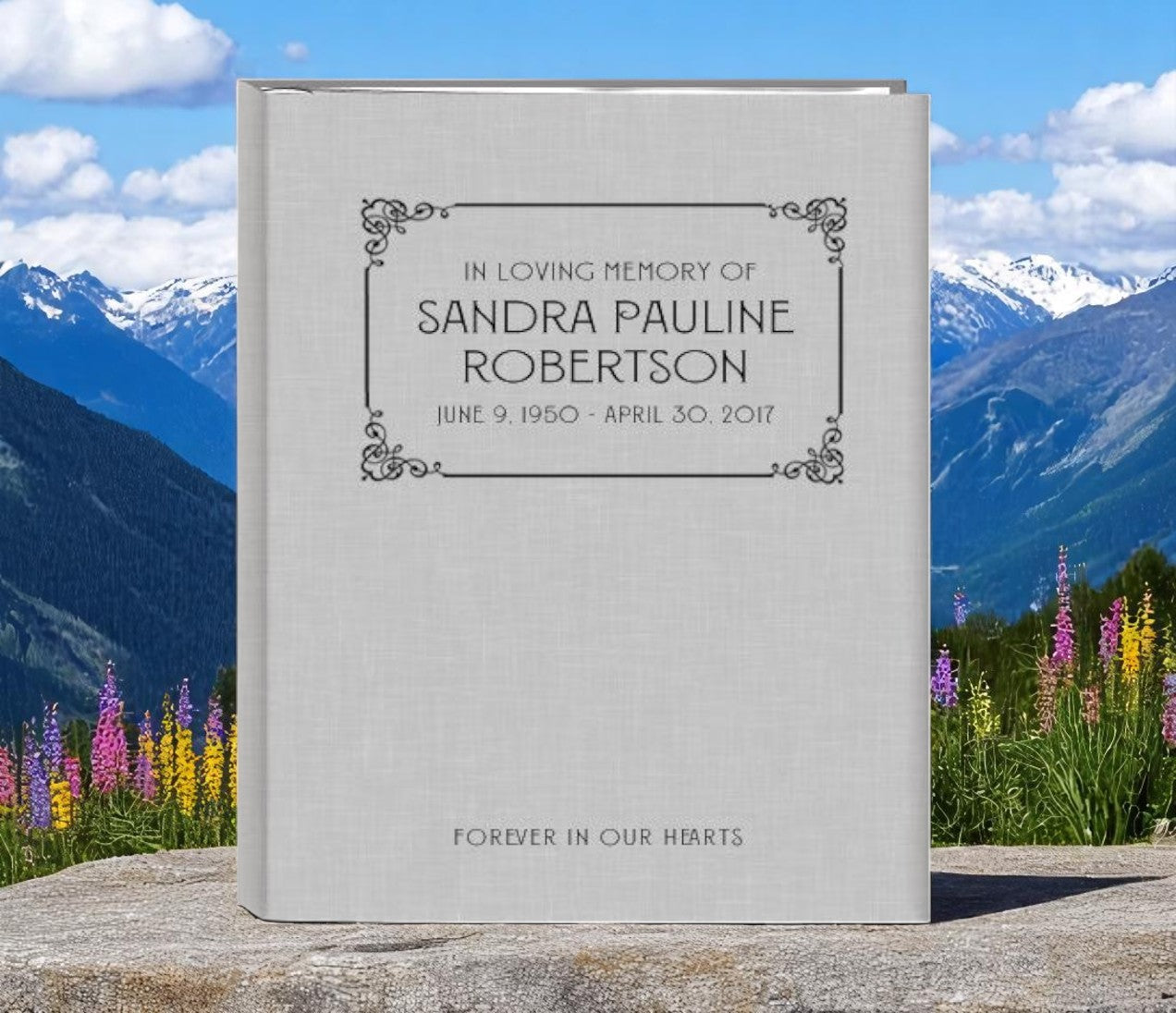 Forever In Our Hearts Linen Funeral Guest Book