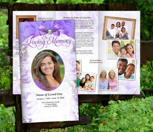 Amethyst Trifold Funeral Brochure Template