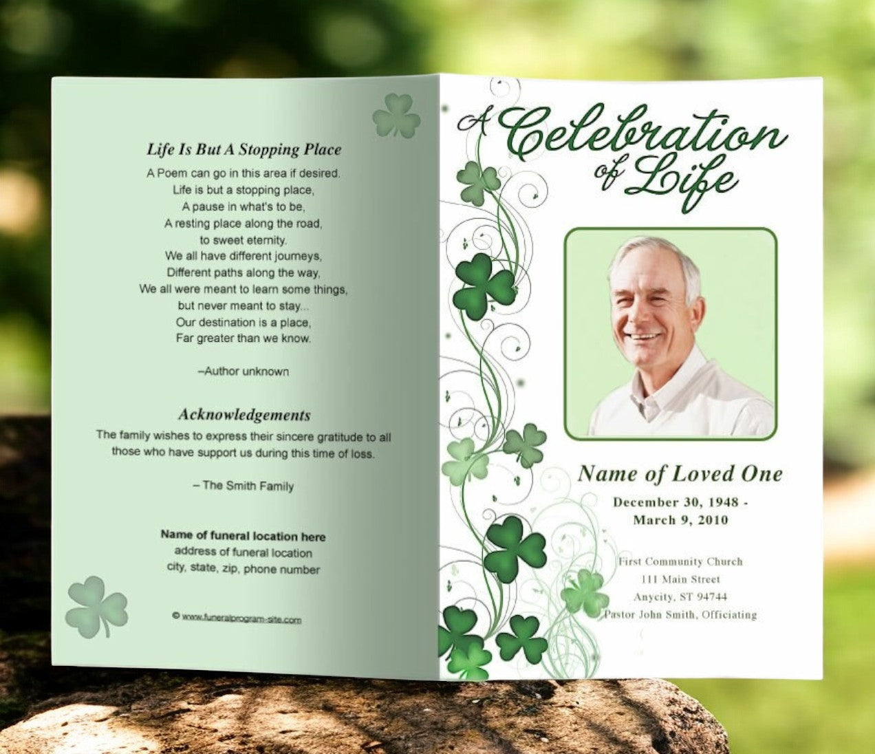 Shamrock Funeral Program Template