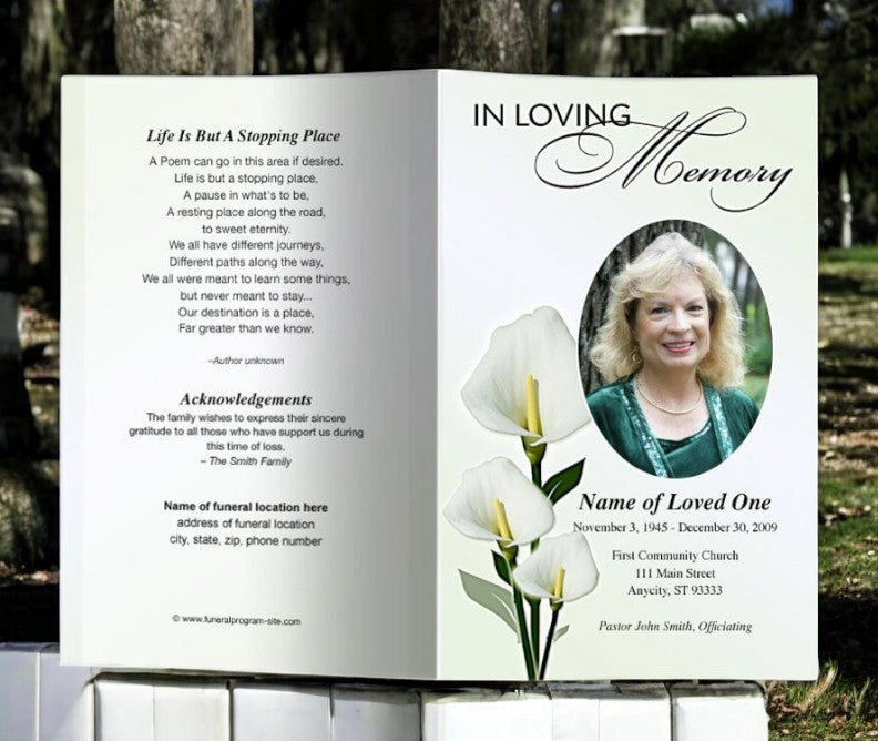 Calle Lily Funeral Program Template