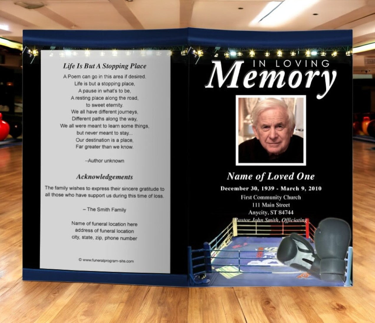 Boxing Funeral Program Template
