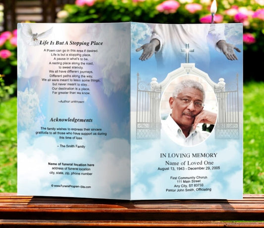 Open Arms Funeral Program Template