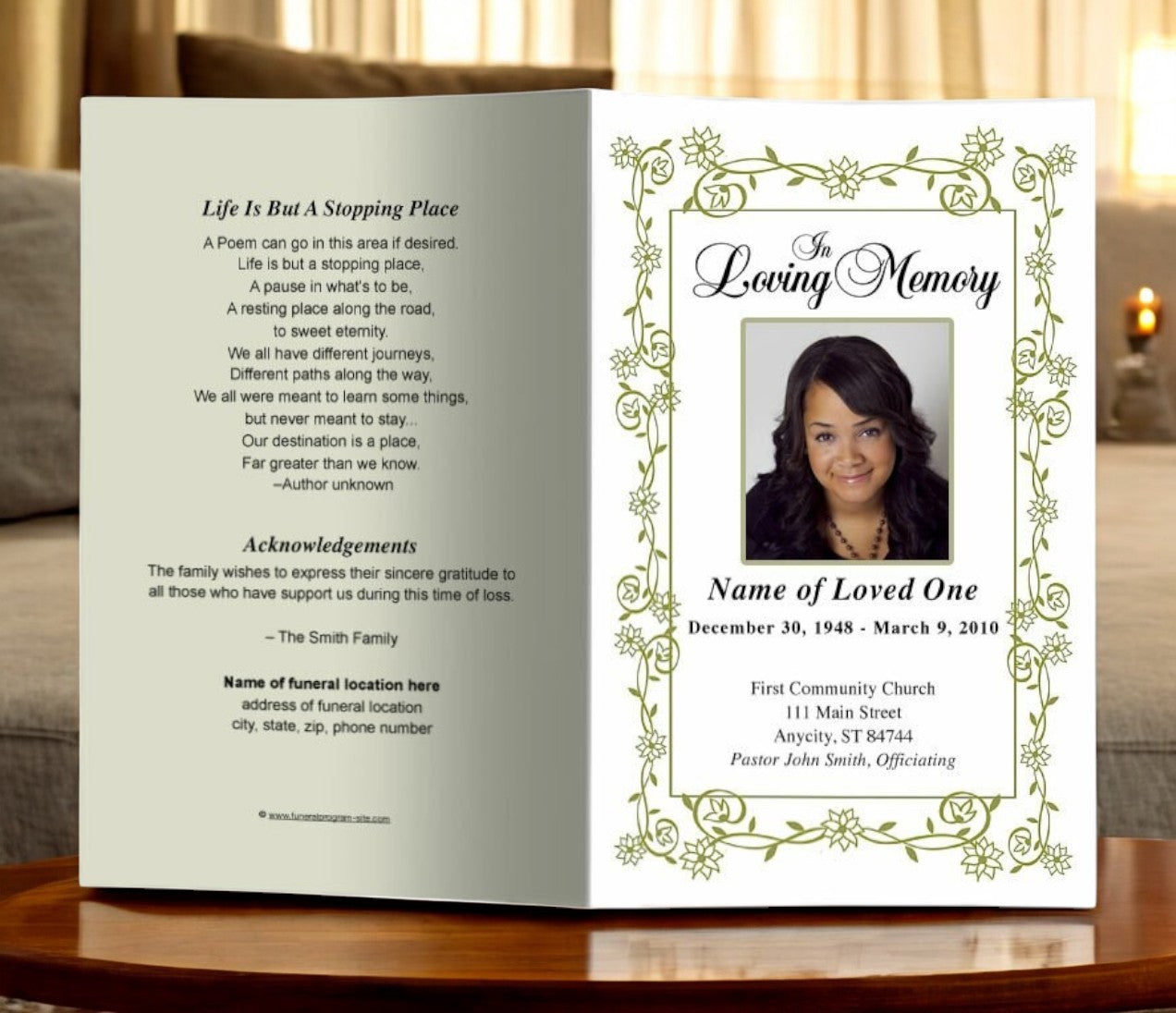 Branches Funeral Program Template