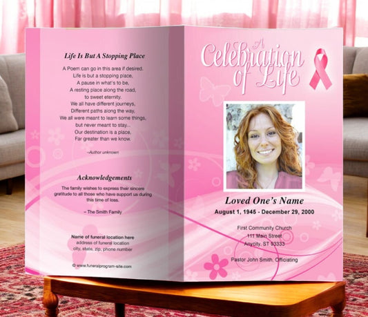 Breast Cancer Awareness Funeral Program Template