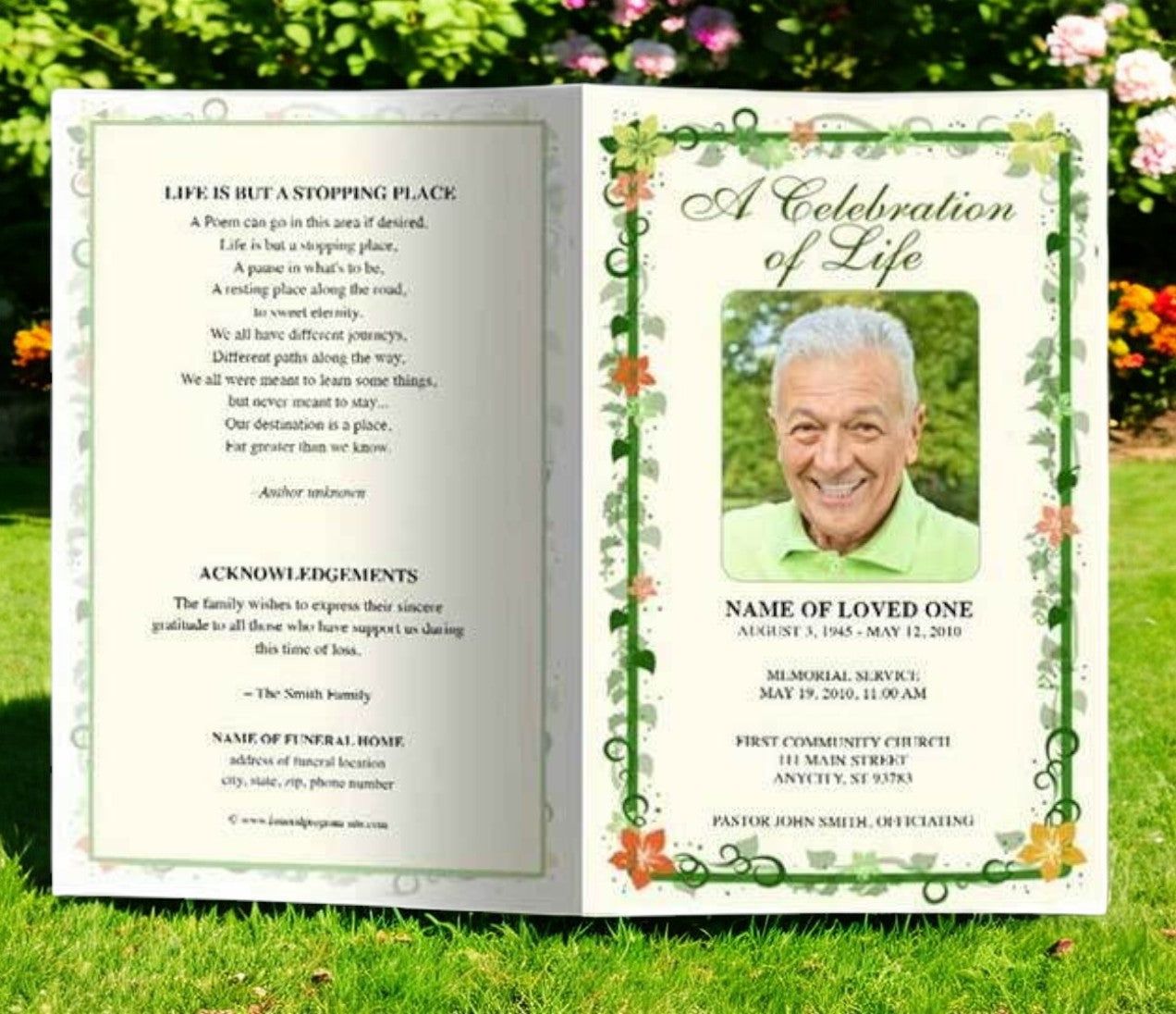Vines Funeral Program Template