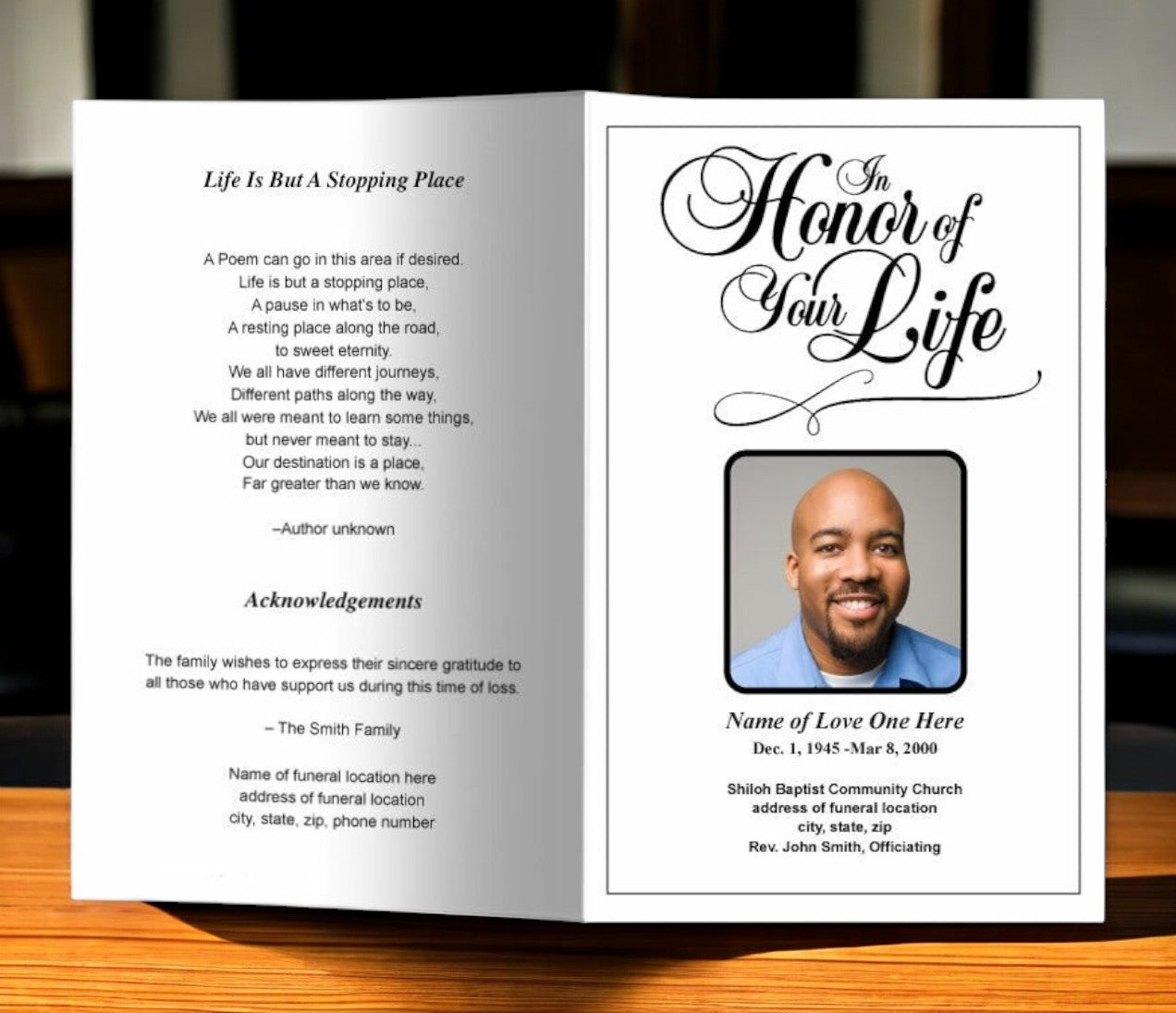 Honor Funeral Bulletin Template | In Honor of Your Life – Funeral