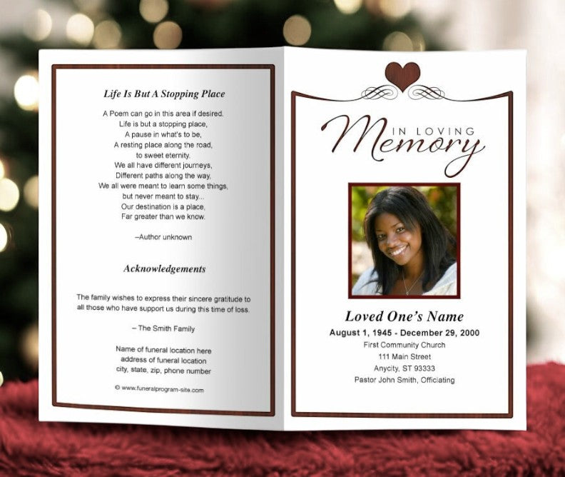 Cherish Funeral Program Template