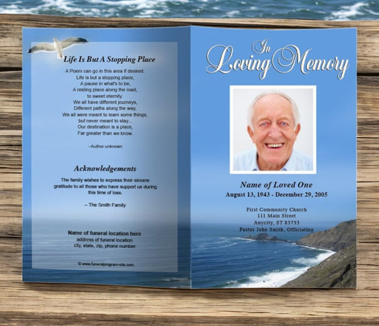 Shoreline Funeral Program Template