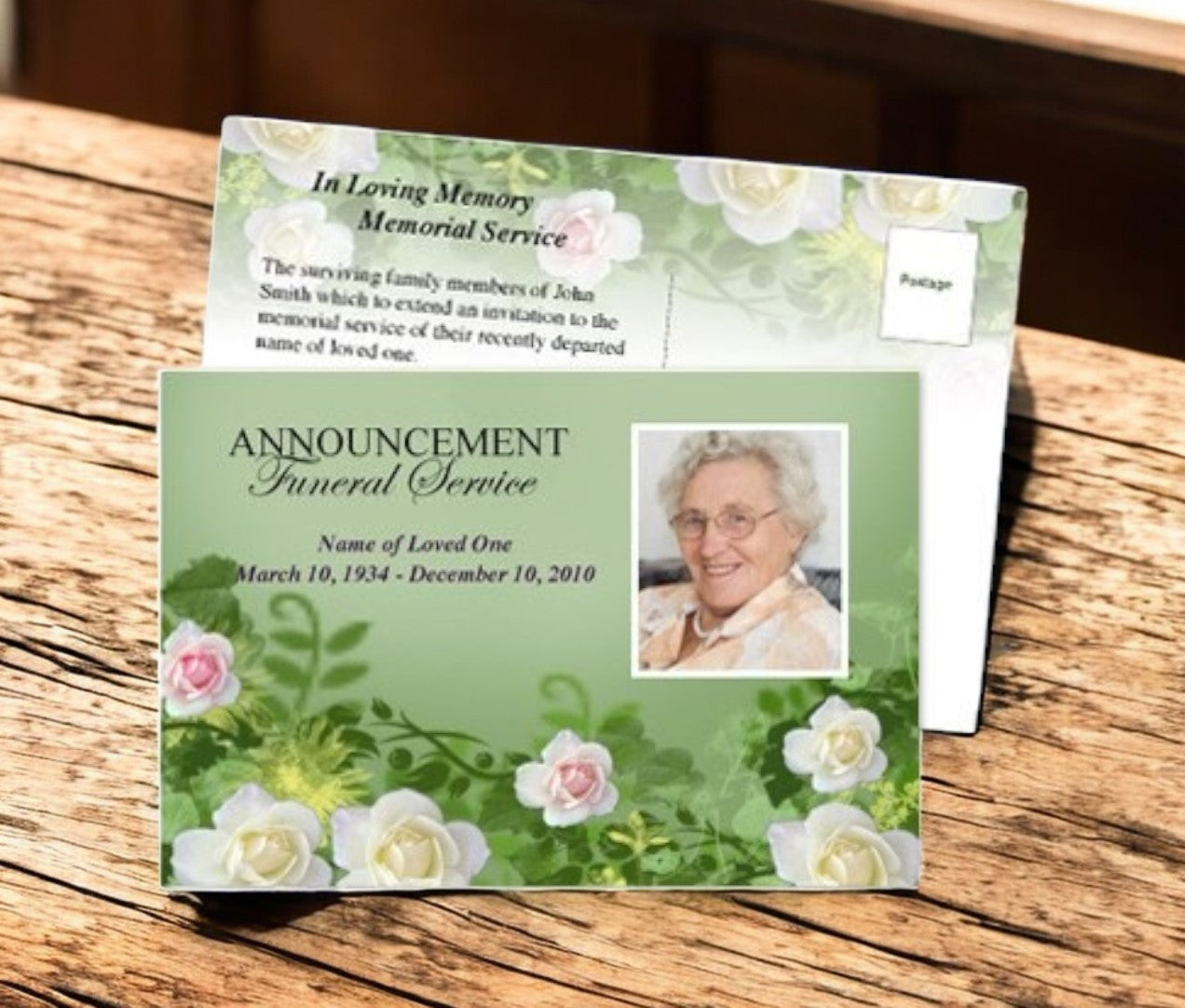 Garden Funeral Announcement Postcard Template