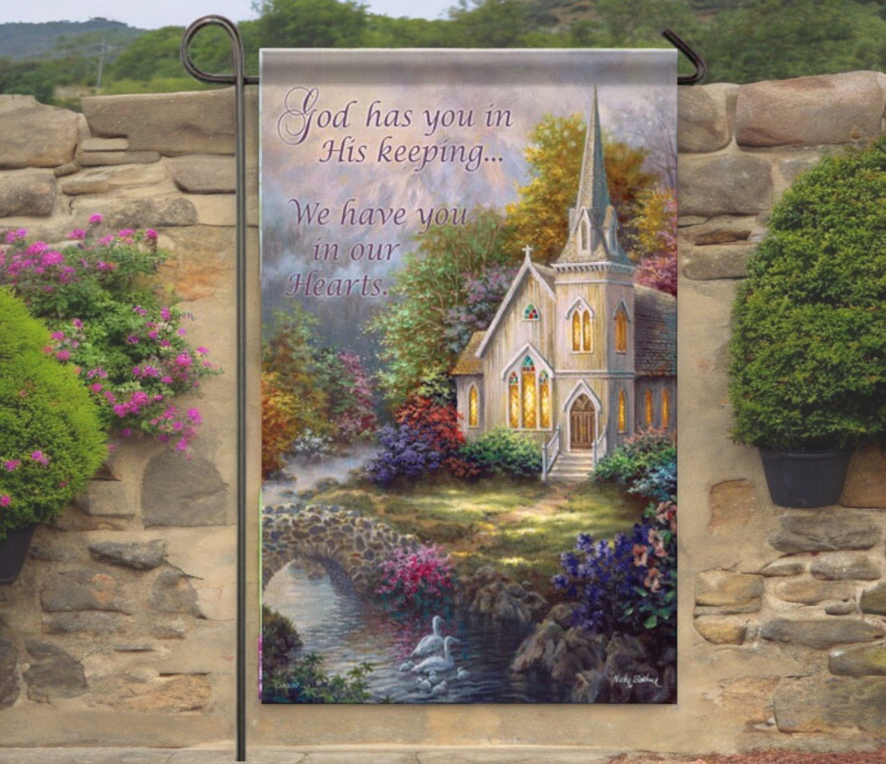 God's Keeping Garden or Cemetery Flag - Funeral Program - Site Funeral Programs & Templates