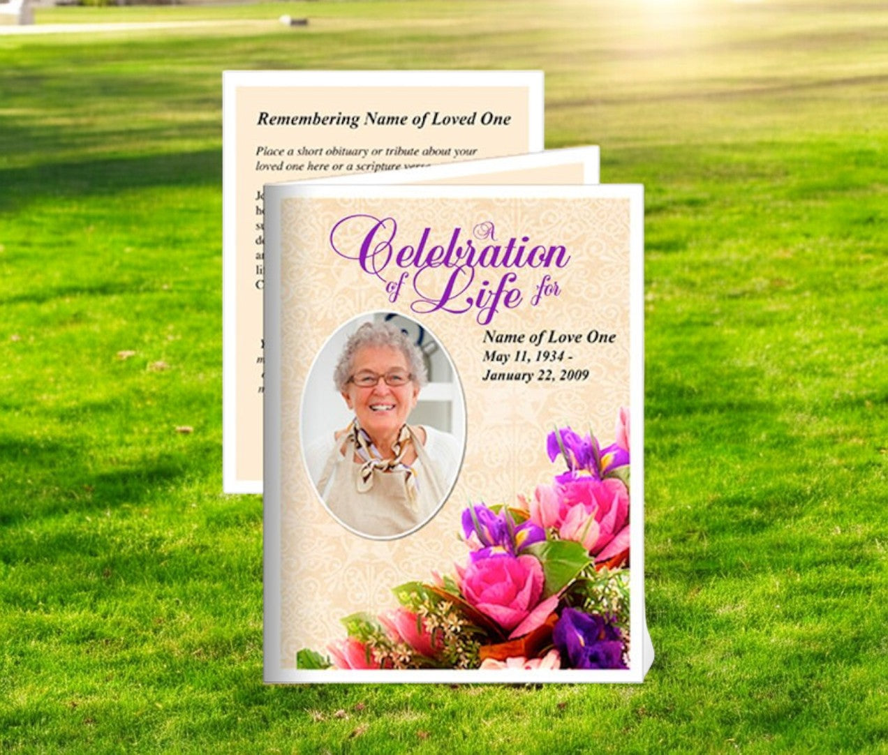 Golden Small Memorial Card Template