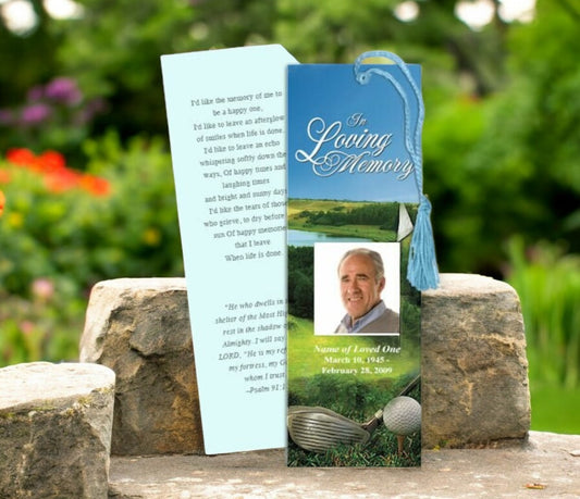 Golfer Memorial Bookmark Template