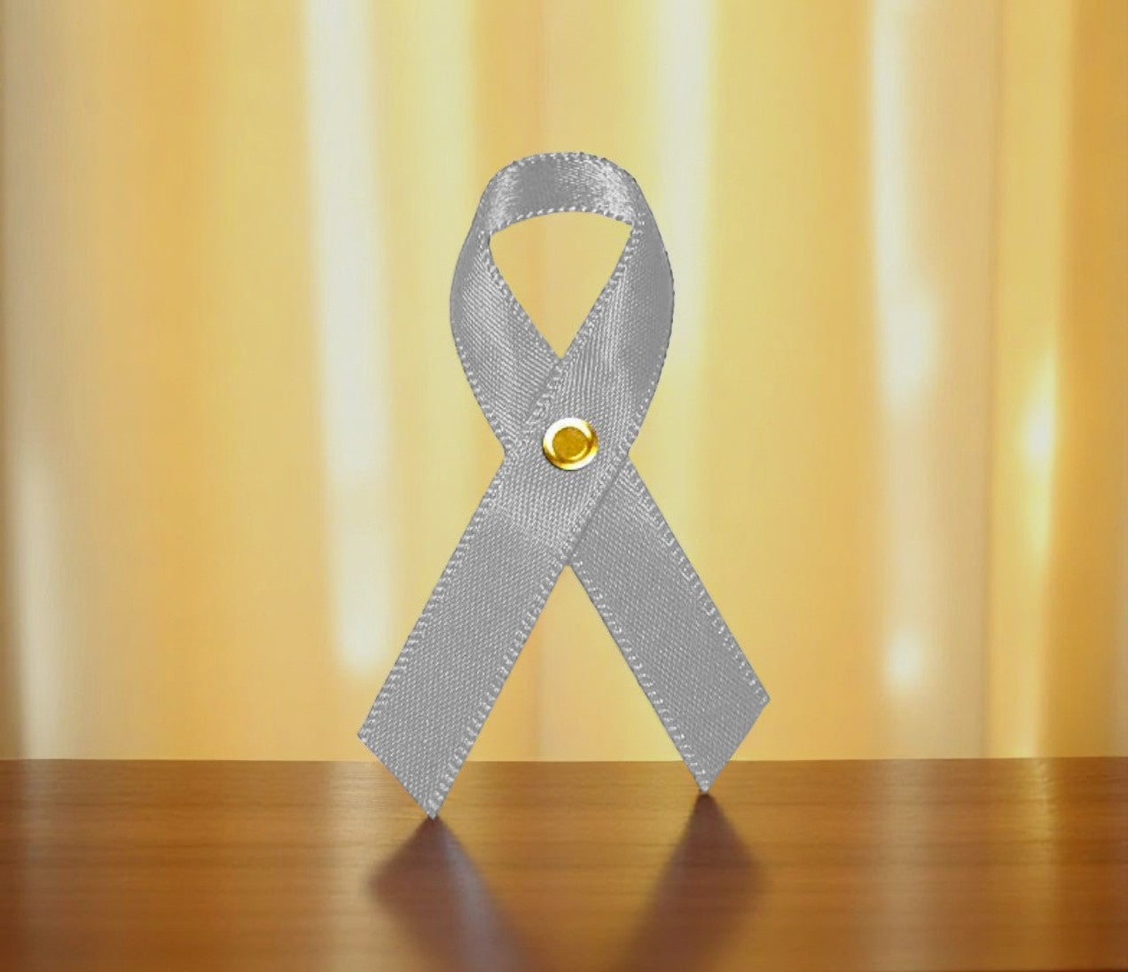 Mini Gray Cancer Ribbon, Awareness Ribbons - Pack of 10