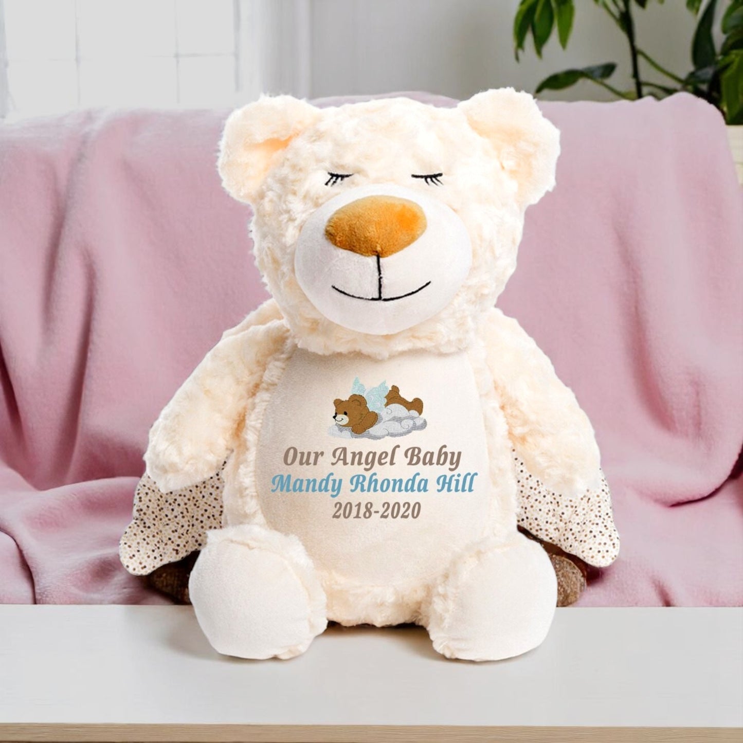 Guardian Angel Bear Stuffed Animal Memorial Urn
